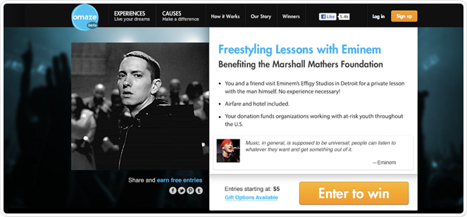 Omaze product page redesign